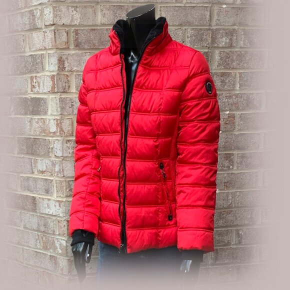 Nautica Red Puffer Water Resistant Midweight Jacket Sz S - Picture 2 of 16